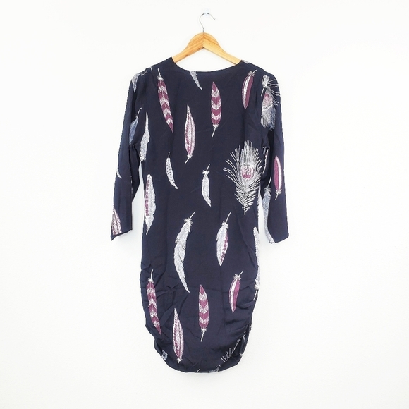 NWT Line & Dot Boho Feather Karam Mini Faux Wrap Dress Large - Picture 3 of 7